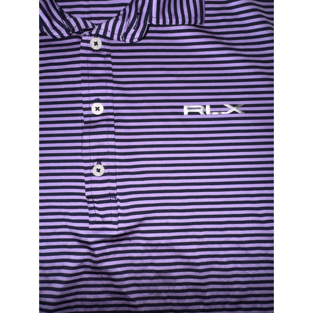 RLX Ralph Lauren Golf Polo Men's XL Purple Stripe Performance Preppy Athletic - Picture 4 of 7